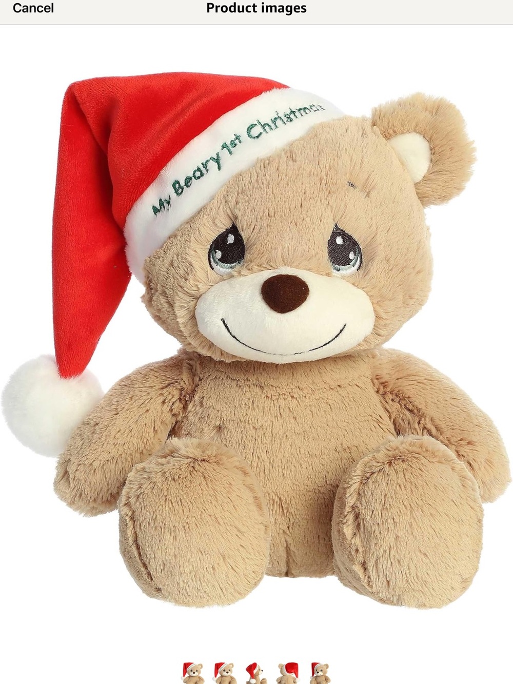Precious Moments Teddy Bear with Red Santa Hat - My Beary 1st Christmas